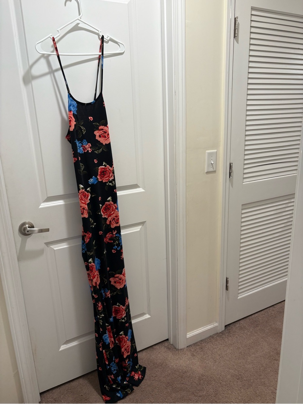 Black Floral Spaghetti Strap Maxi Dress